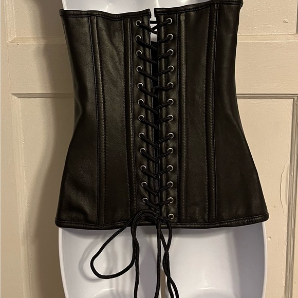 NEW Leather Corset Lace Up Top - Picture 3 of 8